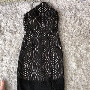 Black and nude tight dress